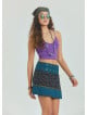 Snap Closure Patchwork Wrapped Floral Skirt 4670